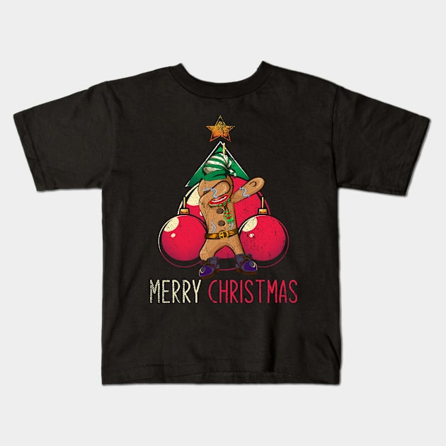 Merry Christmas Xmas Dabbing Gingerbread Man Kids T-Shirt by ShirtsShirtsndmoreShirts